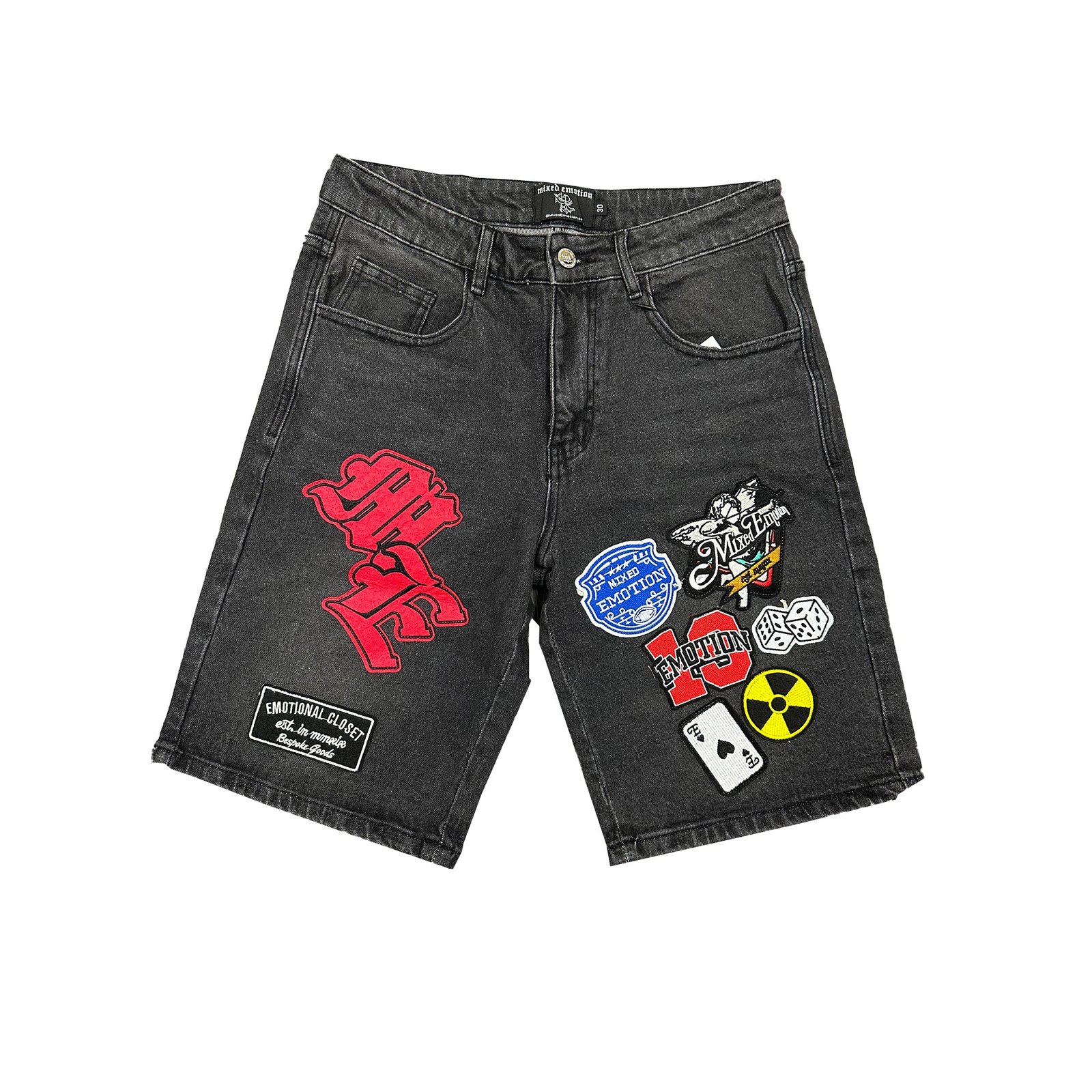 ‘Danger’ Patch Denim Shorts ‘Danger’ Patch Denim Shorts